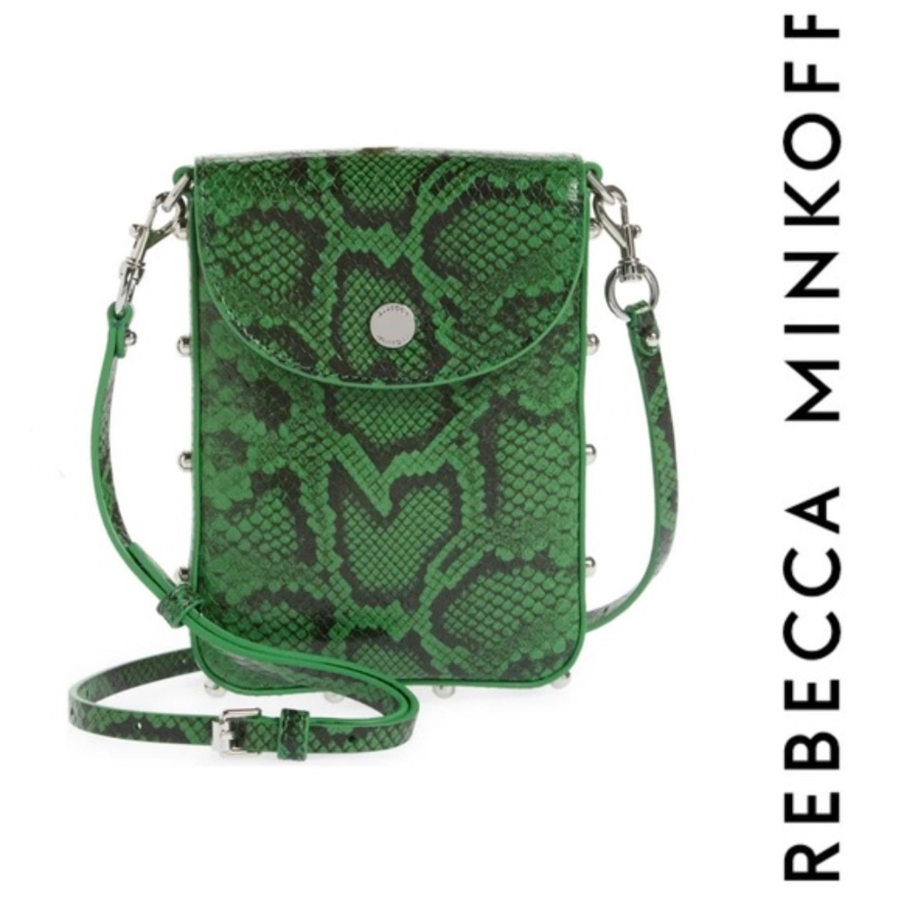 REBECCA MINKOFF ENVELOPE CROSSBODY BAG / SNAKESKIN LEATHER / JUNGLE / NWT / NIP